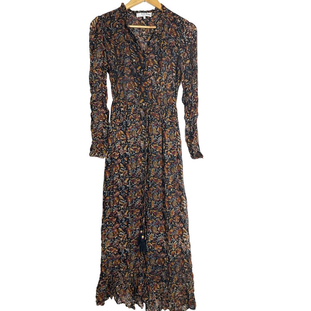 Sea New York Nicolette Dress Gerardtest Floral Paisley Long Sleeve Midi Brown 6 — image 4 of 8